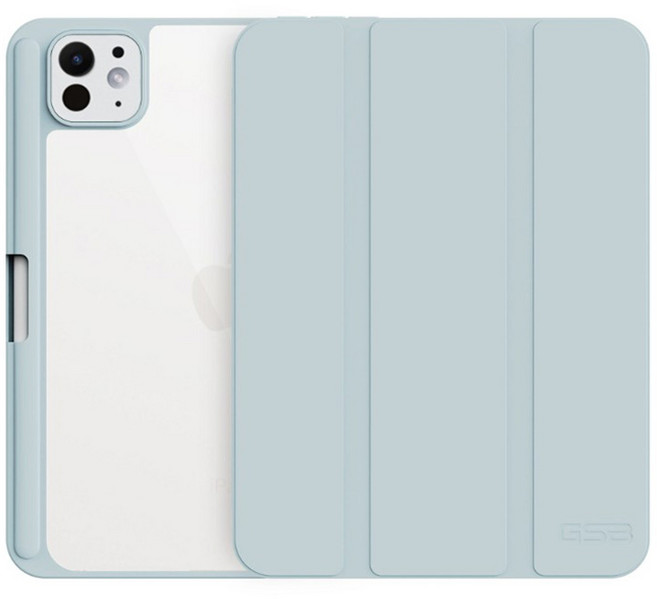 지에스비케이스 아이패드 애플펜슬 수납 클리어 하이브리드 케이스, 스카이블루