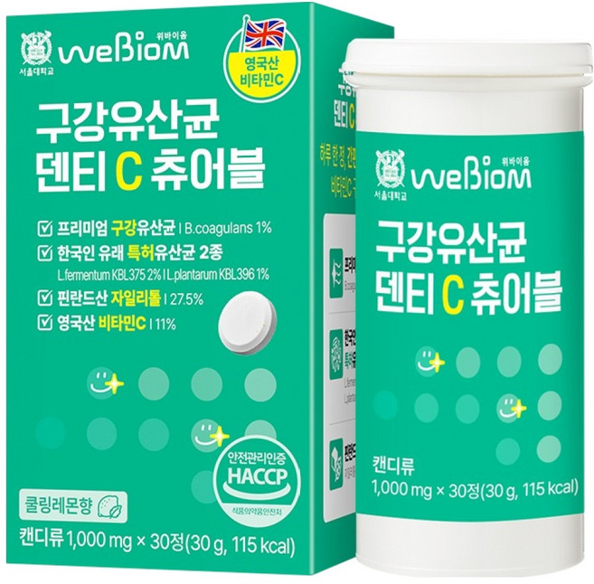 위바이옴 정품 덴티 C 츄어블 구강유산균 30g, 30정, 1개