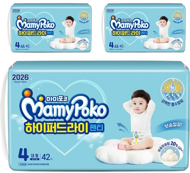 마미포코 하이퍼드라이 팬티형 기저귀 남아용, 4단계, 126매