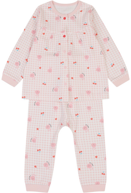 해피랜드 유아용 루 체크 내의 상하 세트