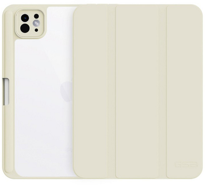 지에스비케이스 아이패드 애플펜슬 수납 클리어 하이브리드 케이스, 크림아이보리, 1개