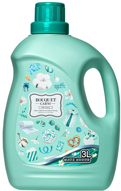 부케가르니 딥퍼퓸 초고농축 실내건조 섬유유연제 소프트코튼 본품, 3L, 1개