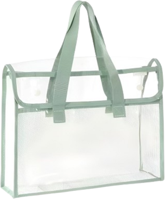 루미오 투명 메쉬 파일 학용품 보조 손잡이 화일백, 그린, 1개