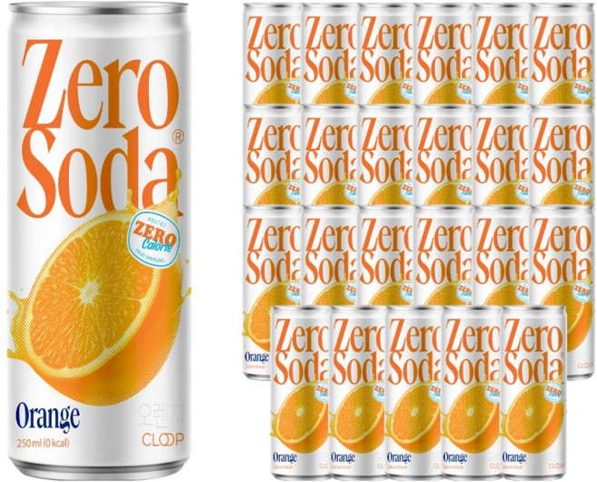 클룹 제로소다 오렌지 탄산음료, 250ml, 24개
