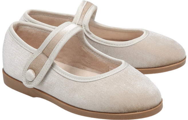 SHOOPEN 女童絲絨瑪莉珍平底鞋 HPKWFFF92W