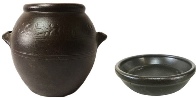 나라아트 옹기 항아리 화분 3L, 브라운, 1개