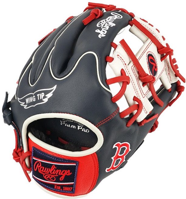 롤링스 셀렉트 프로 라이트 스페셜 오더 MLB 팀 로고 글러브 우투용 GHW5SPL205W-2-BOS, 네이비 + 스칼렛, 1개