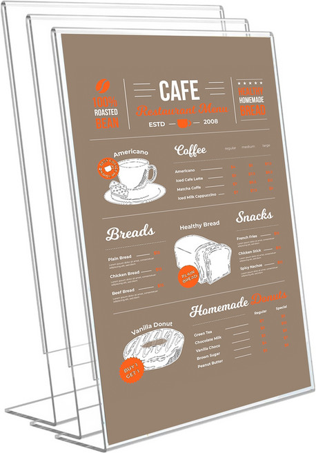 모더너리 A4 POP 아크릴 메뉴판 꽂이 A4 POP 세로 L자형, 3개