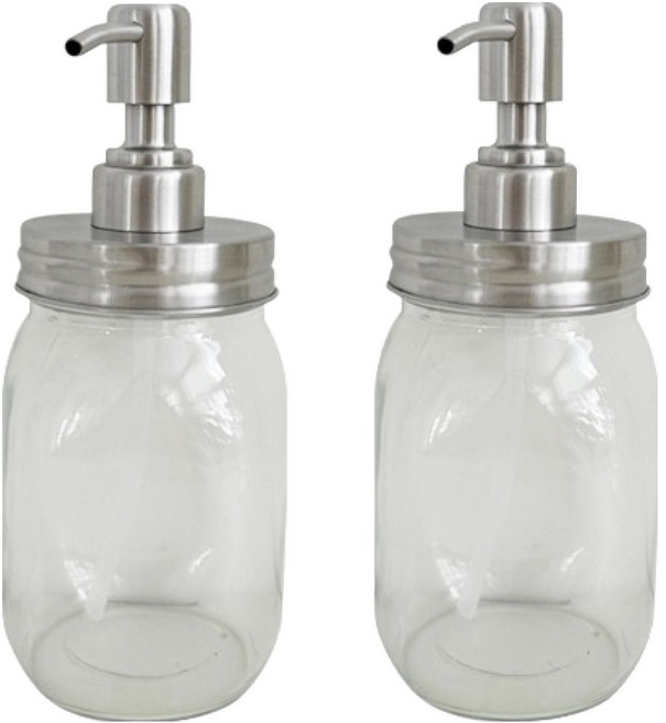 뉴앤룩 넓은입구 유리 디스펜서 500ml, 2개, 투명