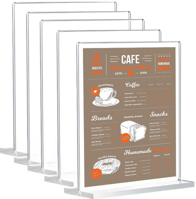 모더너리 A4 POP 아크릴 메뉴판 꽂이 A4 POP 세로 T자형, 5개
