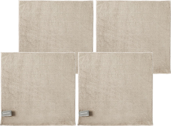 SHIMOYAMA 超細纖維極吸水無痕廚房抹布 淺咖色, 4條