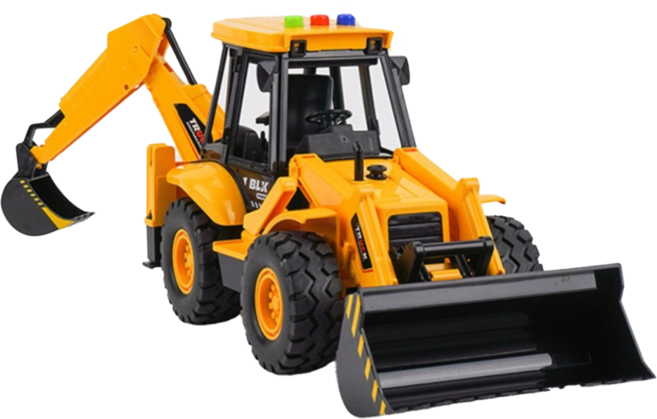 BAOLE STAR TOYS 寶樂星 1 : 18 聲光摩輪雙頭式推土機 + 挖土機 燈光音效 5873, 黃色, 1盒