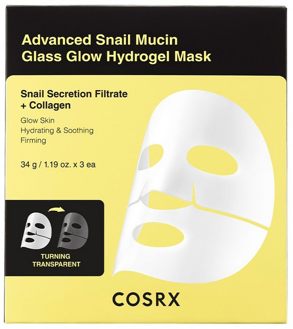 코스알엑스 어드벤스드 스네일 뮤신 글래스 글로우 하이드로겔 마스크, 3개입, 1개