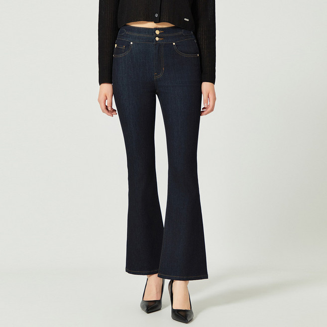 게스 여성용 오비 디테일 플레어 부츠컷 팬츠 사계절용 YO3D0147