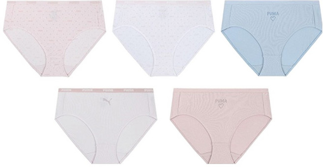 푸마바디웨어 여아용 소프트 면스판 팬티 5종 세트