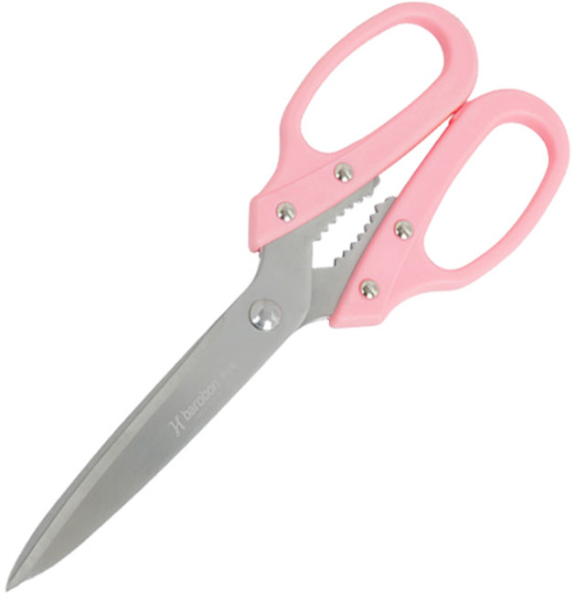 바로본 다용도 칼라 양손 주방가위, 핑크, 1개