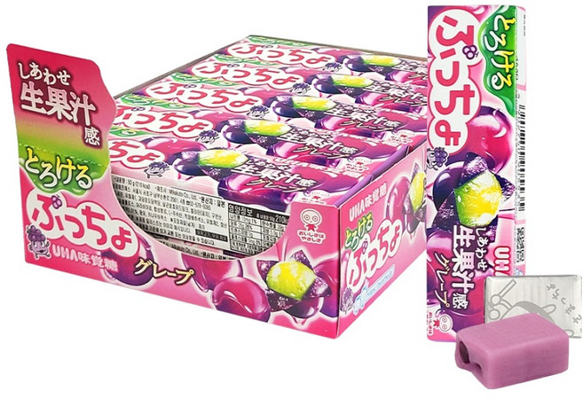 유하미카쿠토 푸쵸 스틱 캔디 토로케루 포도맛, 50g, 10개