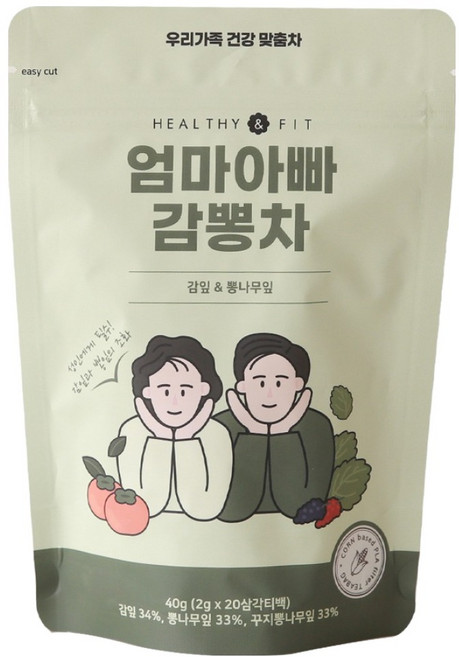 우리꽃연구소 헬시앤핏 엄마아빠 감뽕차 삼각티백, 2g, 1개, 20개입