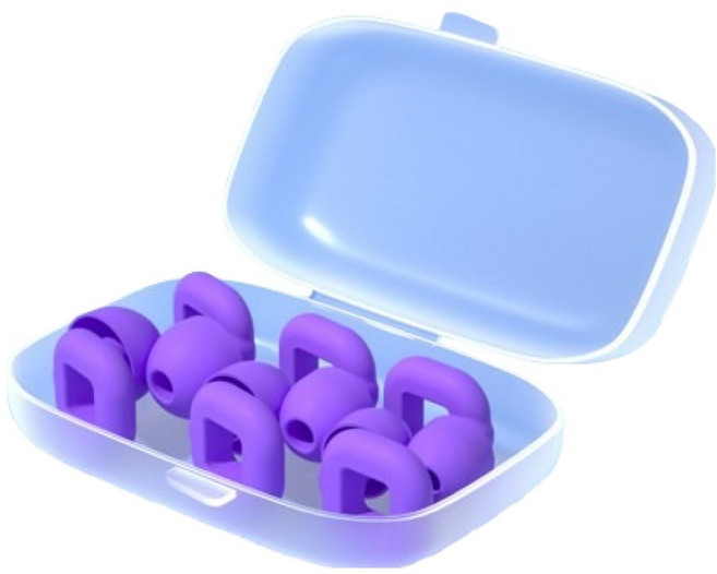 미소로운 비행기 수면 실리콘 귀마개 사각일체형 퍼플 + 케이스, 2개, 3쌍