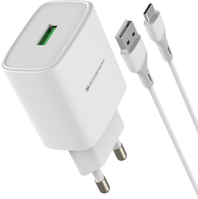 구스페리 18W QC 3.0 고속 충전기 어댑터, 화이트, 1개