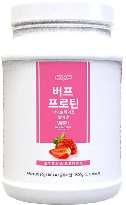 버프 프로틴 아이솔레이트 WPI 유청 단백질 파우더 헬스 보충제 파우더 딸기 맛, 1개, 1.5kg