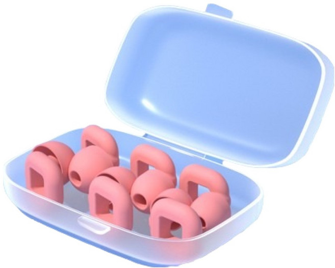 미소로운 비행기 수면 실리콘 귀마개 사각일체형 핑크 + 케이스, 2개, 3쌍