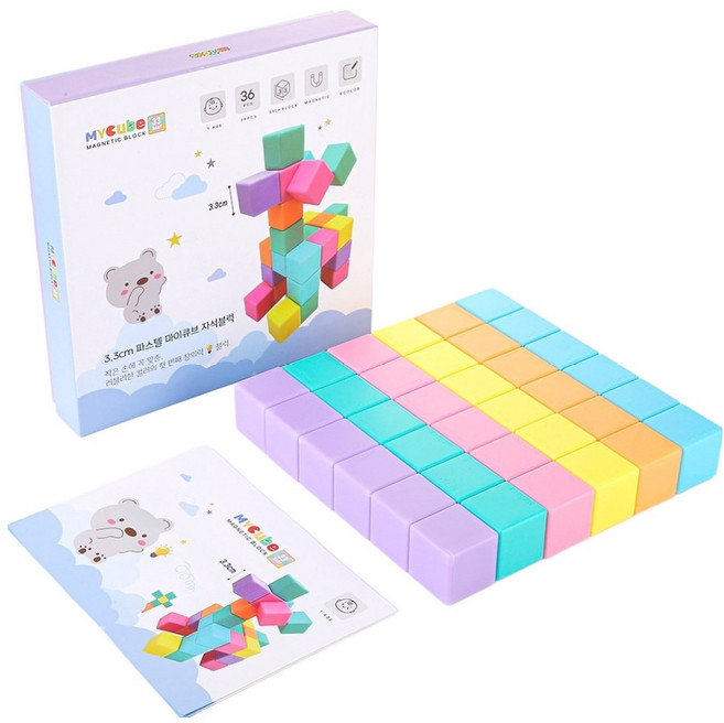 MYTOYS 영유아용 마이큐브 빅사이즈 자석블럭 36p, 파스텔 컬러, 1개