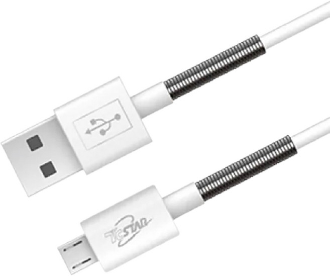TcSTAR 迪士達 USB-A-Micro USB PVC彈簧充電傳輸線 TCW-U5100, 100cm, 1個, 白色