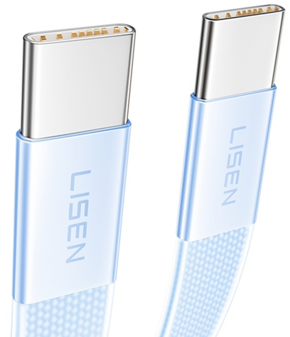 Lisen Type-C-Type-C 60W超薄果凍快充線 L601, 1m, 藍色, 1個