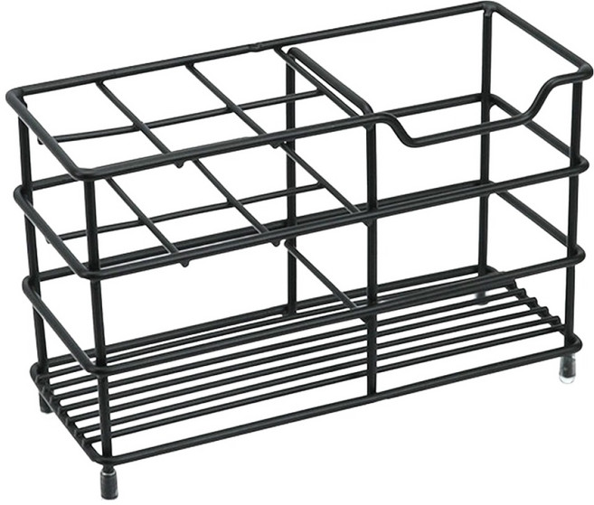 리빙공감 스텐 치약 칫솔 면도기 거치대 6구, 1개, 블랙