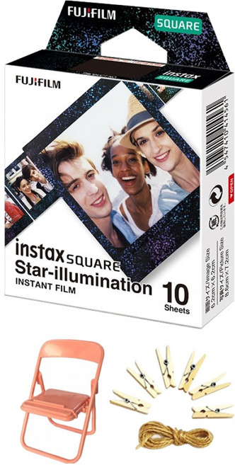 인스탁스 스퀘어 필름 스타 일루미네이션 10p + 포토라인 + 포토체어 세트, 1세트