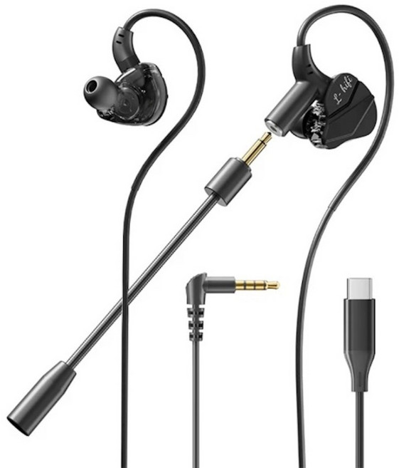 DTAudio 耳掛式電競耳機 Type-C 3.5mm, 黑色, GC‐08
