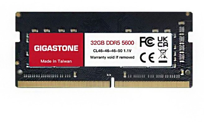 GIGASTONE 立達 DDR5 5600MHz 32GB 筆記型記憶體 NB專用, 1個, DRACAL-A900I91SS