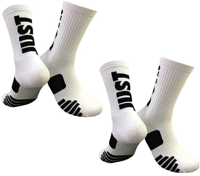 어가네닷컴 NPNG JUST DO IT 도톰한 장목 농구 등산 헬스 요가 스포츠 긴목 양말, 2개, 화이트