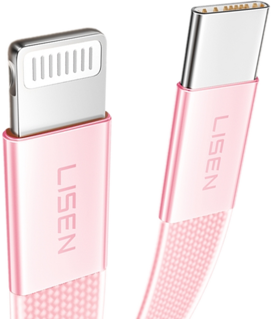 LISEN 李森 Air Cable系列 Type-C-Lightning超薄快充線 27W L606, 1個, 1m, 粉色