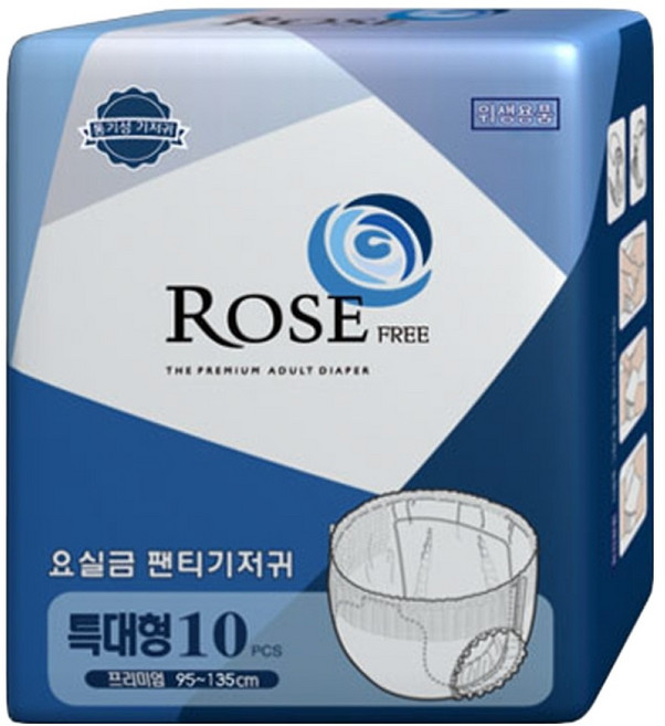 로즈 남녀공용 요실금 언더웨어 팬티형 성인기저귀, 특대형, 10매입, 1팩