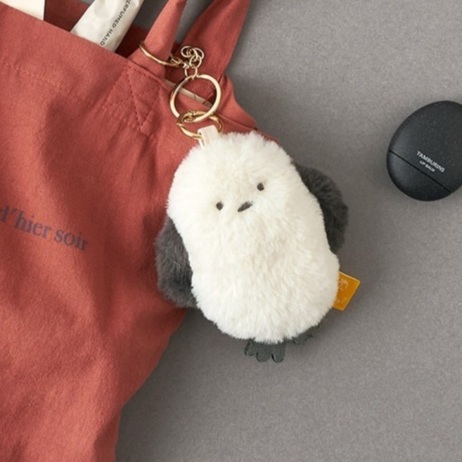 룸앤홈 리틀 뱁새 키링, 11.5cm, 아이보리 + 진그레이, 1개