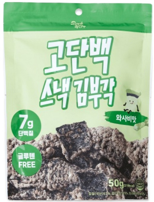 부각앤칩 고단백 스낵 김부각 와사비맛, 1개, 50g
