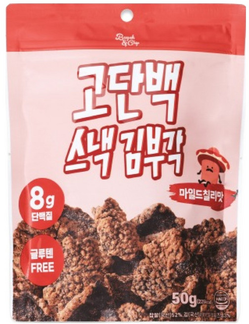 부각앤칩 고단백 스낵 김부각 마일드칠리맛, 1개, 50g