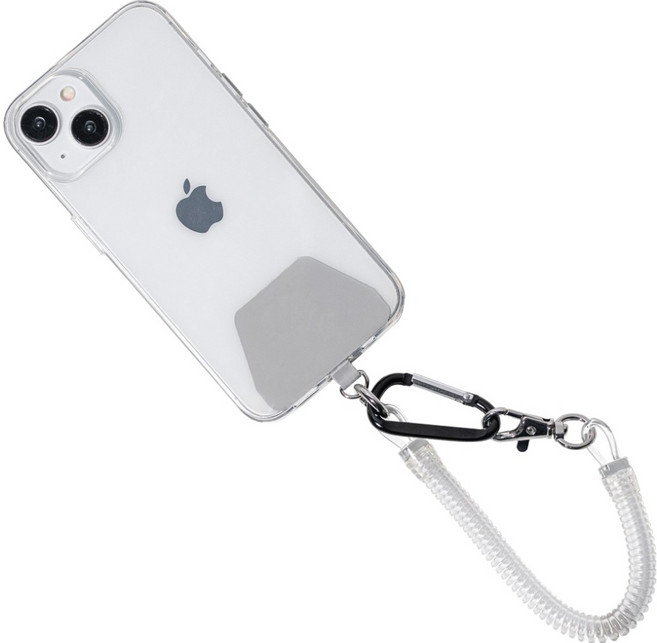 구스페리 분실방지 카라비너 태그홀더 스프링 스트랩, 투명, 1개