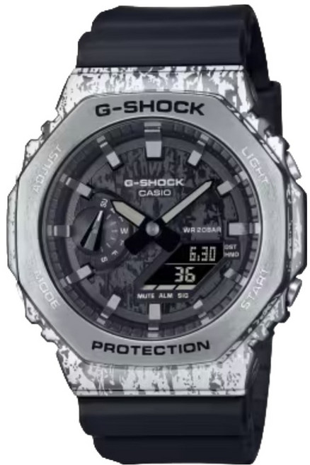 CASIO 卡西歐 G-SHOCK 搖滾獨特 頹廢時尚 金屬錶殼 八角形錶殼手錶 GM-2100GC-1A 44.4mm