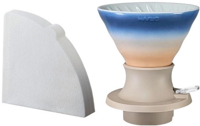 하리오 침출식 세라믹 컬러드리퍼 스위치 선라이즈 2종 세트, 1세트, 드리퍼 + 필터 40p, 200ml