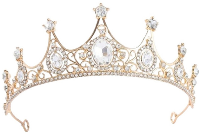 코히모 브라이덜 샤워 셀프 웨딩 생일 파티 촬영 소품 티아라 왕관 5W0502, 1개, 화이트 + 골드