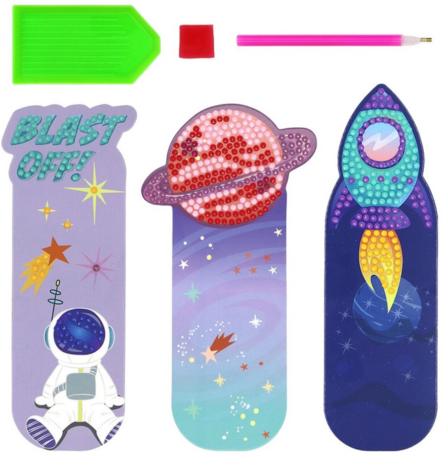 다소니 마음담아 DIY 보석십자수 우주여행 책갈피 세트, 혼합색상, 1세트