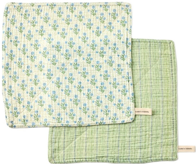 린넨앤키친 모던하우스 L 도톰한 4중지 살림 거즈행주 블루 + 거즈행주 플라워, 1세트