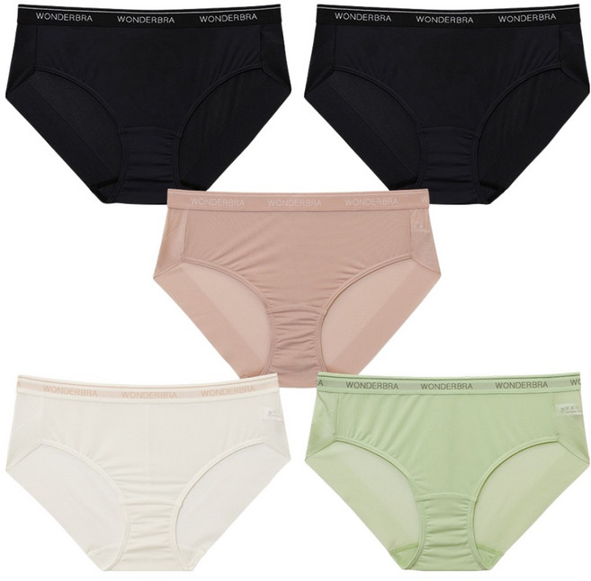 원더브라 여성용 베이직 아웃밴드 햄팬티 5종 세트 WIZW001