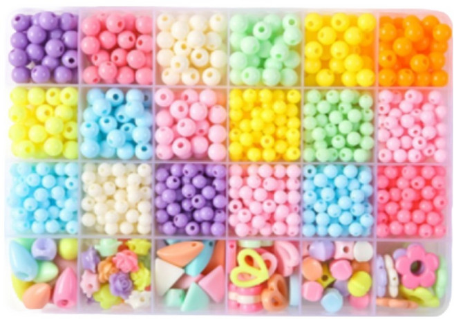 루네온 심플 팔찌 엑세서리 만들기 24칸, 사탕 구슬, 1개
