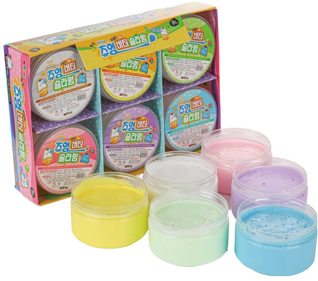 MYTOYS 츄잉 버터 슬라임 6종 세트 720g, 혼합색상, 1세트