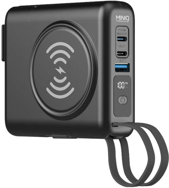 MINIQ 多功能13合1行動電源, MD-BP082-Qi, 黑色