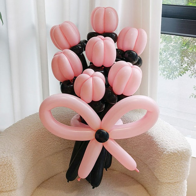 이프 요술풍선 꽃묶음 세트, 21 블랙핑크 튤립, 1세트